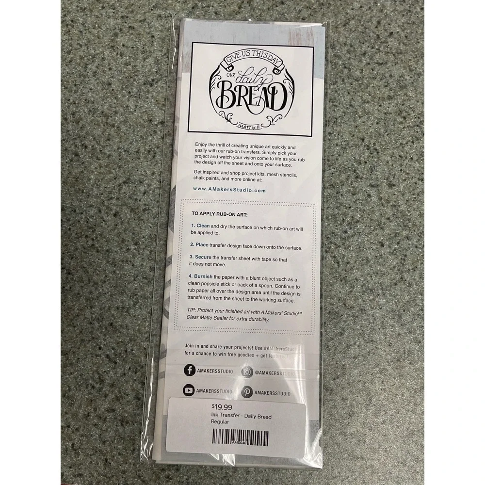 Makers Studio Daily Bread Rub-On Transfer Design, Home Decor,‎ DIY Craft